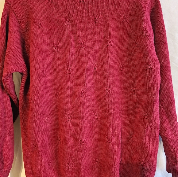 Vintage Alfred Dunner Red Multicolored Floral Embroidered Sweater Size Medium - Picture 3 of 3